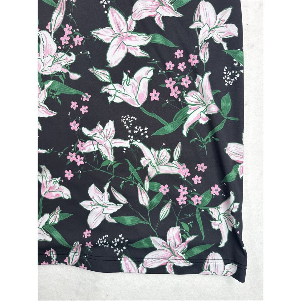 Waggle Golf Polo Shirt Large Black Floral White Lily Azalea Patron Performance - Picture 4 of 10